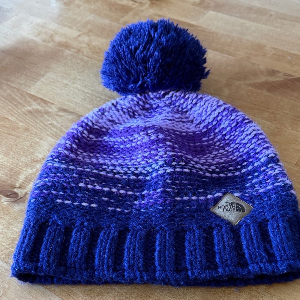 The North Face aubergine, violet and Lavender Pom-Pom Beanie